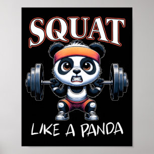 Panda tyngdlyftning Fitness Rolig Gym Citera Squat Poster