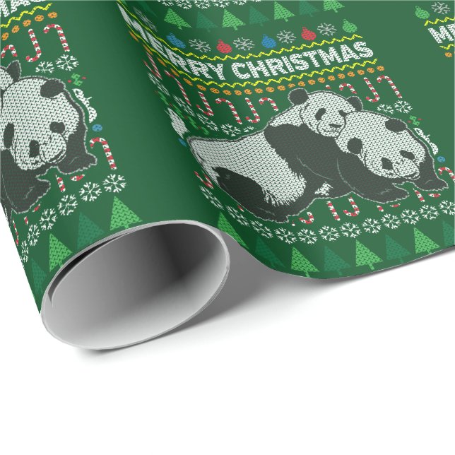 Panda Ugly jul Sweater Wildlife Series Presentpapper (Rullad Hörn)