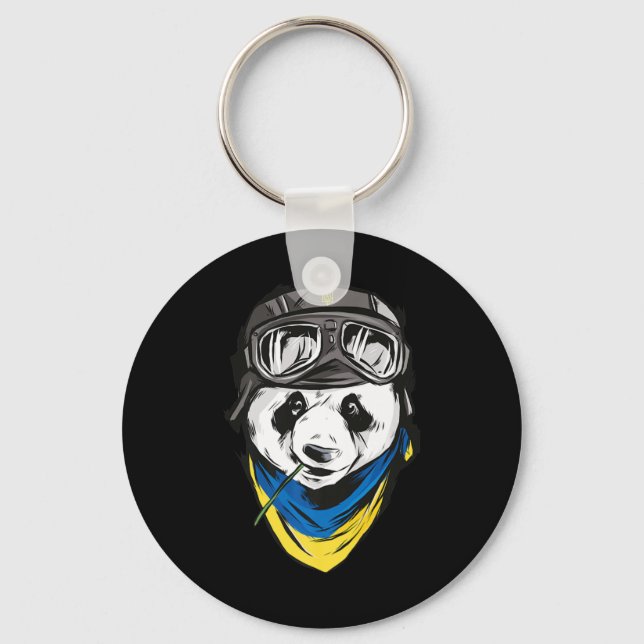Panda Ukrainska flagga ukraine ukrainian souvenir Nyckelring (Framsida)