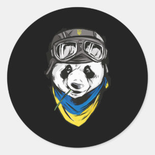 Panda Ukrainska flagga ukraine ukrainian souvenir Runt Klistermärke