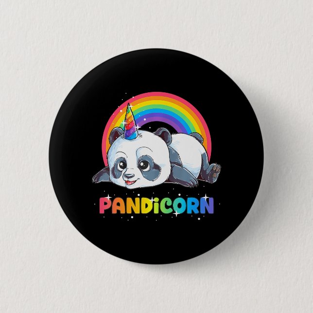 Panda Unicorn Pandicorn Girls Rainbow Pandacorn Knapp (Framsida)