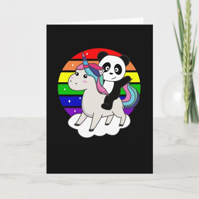 Panda Unicorn Rainbow Animals Pandas Unicorns Kort (Framsida)