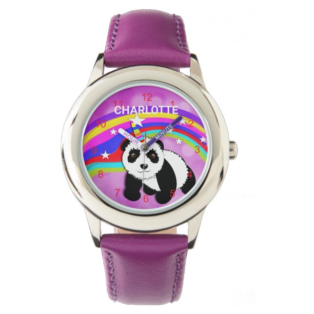 Panda Unicorn Rainbow Cute Personlig Watch Armbandsur (Framsida)