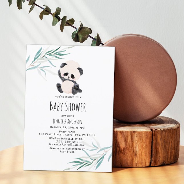 Panda Unisex Baby Shower Watercolor-inbjudan Inbjudningar (Skapare uppladdad)