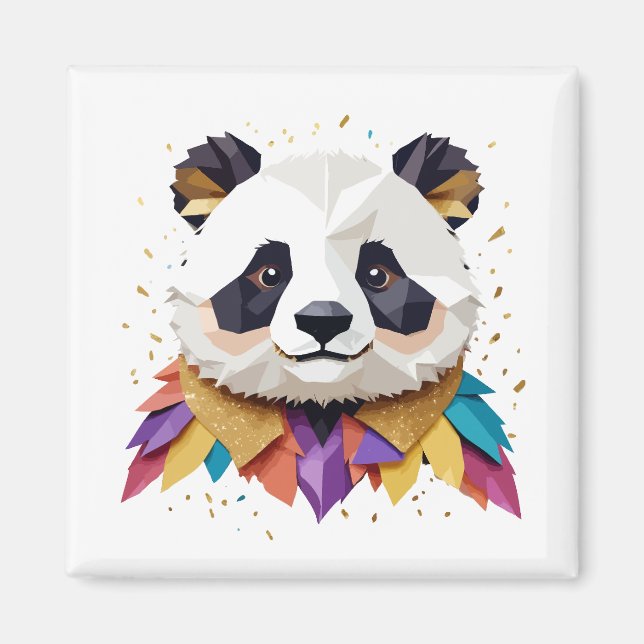 Panda-uppspelning av adlig Roligt Djurfärgad Glatt Magnet (Framsidan)