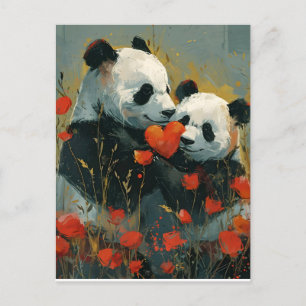 Panda Valentindagen Vykort