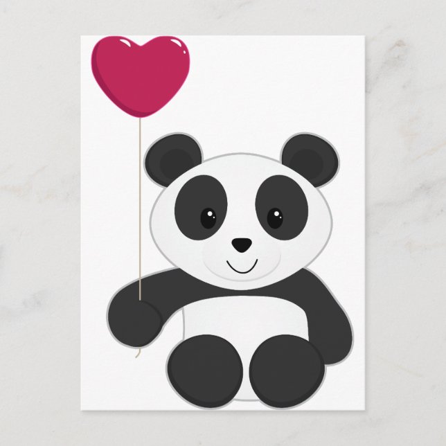 Panda Valentine Helg Vykort (Framsida)