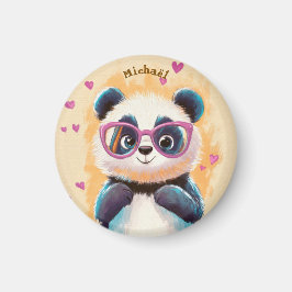 Panda Valentine's Day Heart Badge Kids School  Magnet
