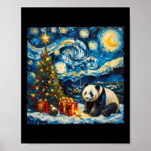 Panda Van Gogh Stil Starry Nattjullvinter Poster