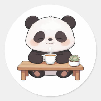 panda,varm,lakande,långsam,inre frid #014 runt klistermärke