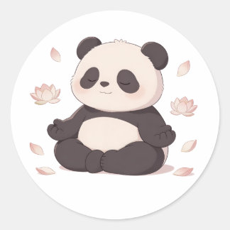 panda,varm,lakande,långsam,inre frid #02 runt klistermärke