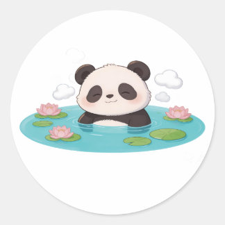 panda,varm,lakande,långsam,inre frid #05 runt klistermärke