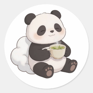 panda,varm,läkande,långsam,inre frid #06 runt klistermärke