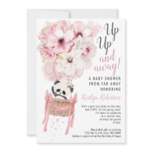 Panda Varm Luft Ballong Baby Shower Inbjudan via P