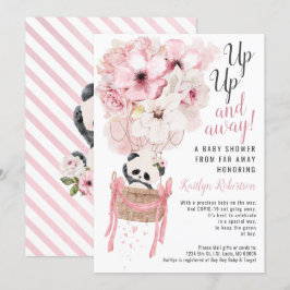 Panda Varm Luft Ballong Baby Shower Inbjudan via P