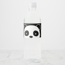 Panda Vattenflaska-etiketter, svartvit etikett