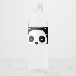 Panda Vattenflaska-etiketter, svartvit etikett