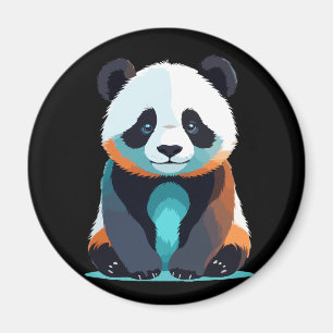 Panda Vector Art med Vibrant Färg Magnet
