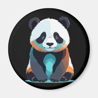 Panda Vector Art med Vibrant Färg Magnet