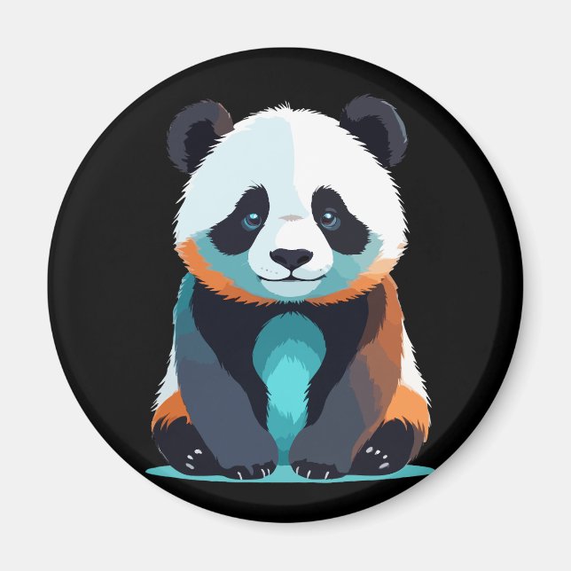 Panda Vector Art med Vibrant Färg Magnet (Framsidan)