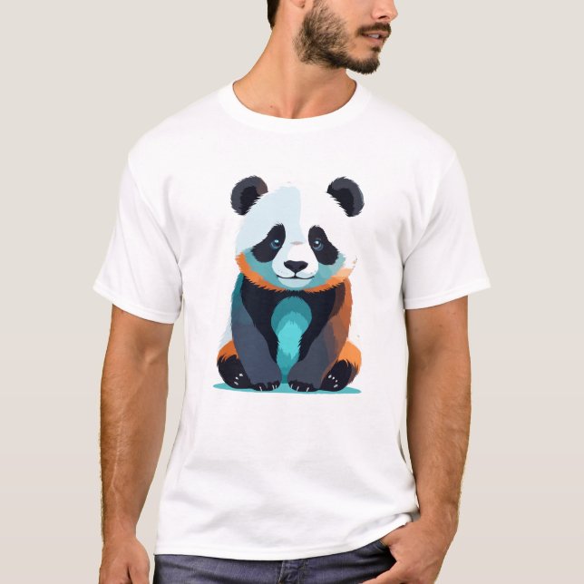 Panda Vector Art med Vibrant Färg T Shirt (Framsida)