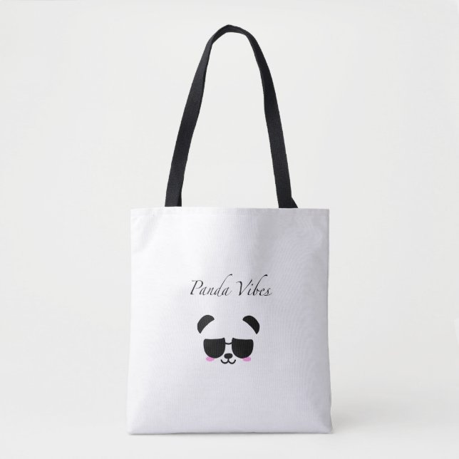 Panda Vibes Tote Bag Tygkasse (Framsida)