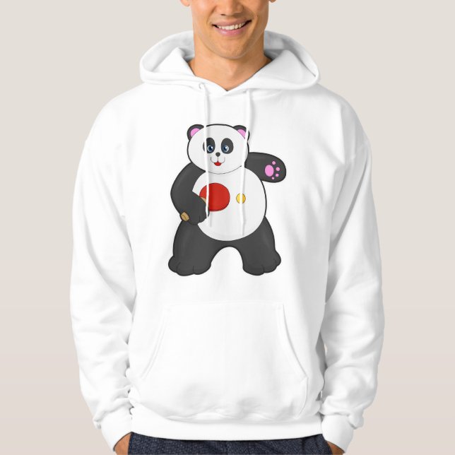 Panda vid Bord tennis med Bord tennis racket Hoodie (Framsida)