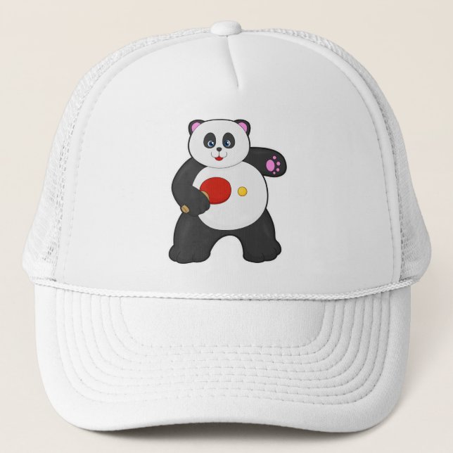 Panda vid Bord tennis med Bord tennis racket Keps (Framsida)