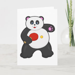 Panda vid Bord tennis med Bord tennis racket Kort