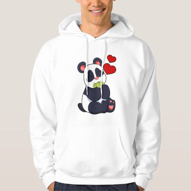 Panda vid Eating of Löv Hoodie (Framsida)