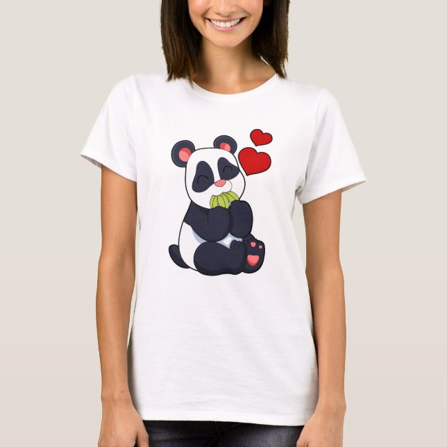 Panda vid Eating of Löv T Shirt (Framsida)