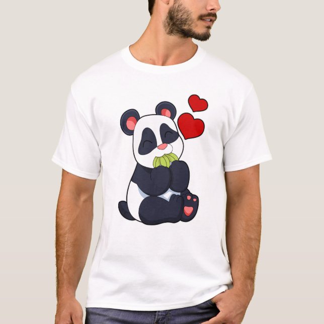 Panda vid Eating of Löv T Shirt (Framsida)