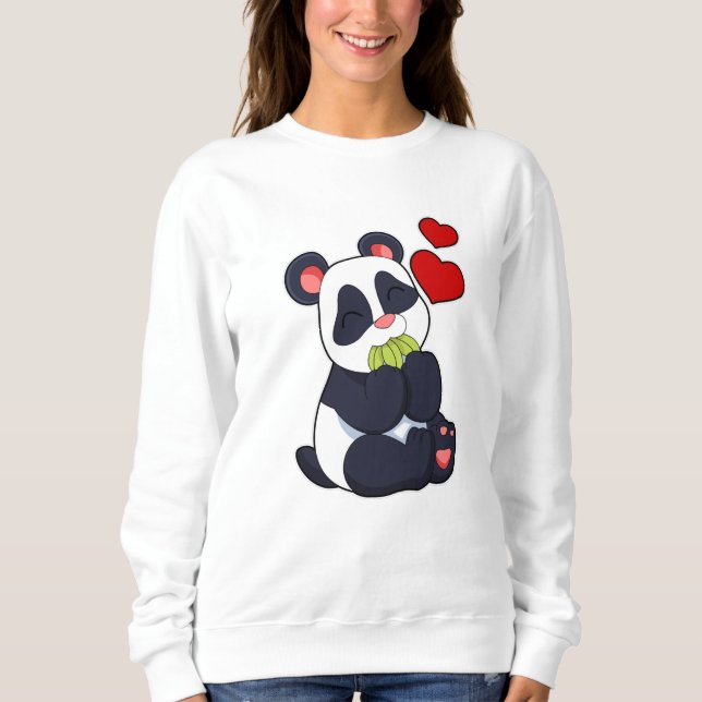 Panda vid Eating of Löv T Shirt (Framsida)