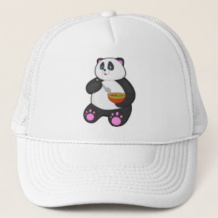 Panda vid Eating with Spoon & Bowl Keps