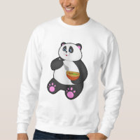 Panda vid Eating with Spoon & Bowl