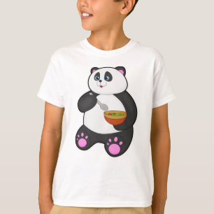 Panda vid Eating with Spoon & Bowl T Shirt