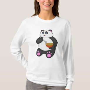 Panda vid Eating with Spoon & Bowl T Shirt
