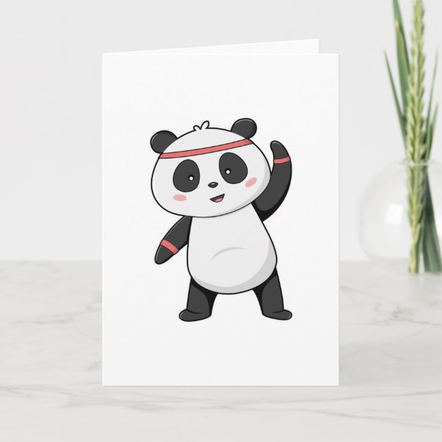 Panda vid Fitness med Headband Kort (Framsida)