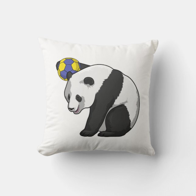 Panda vid Handball Sports Kudde (Framsida)