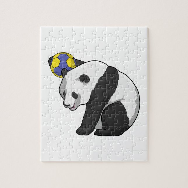 Panda vid Handball Sports Pussel (Vertikal)