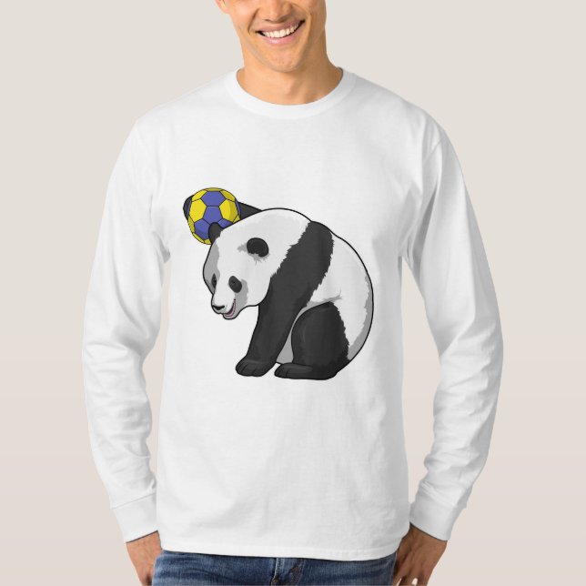 Panda vid Handball Sports T Shirt (Framsida)