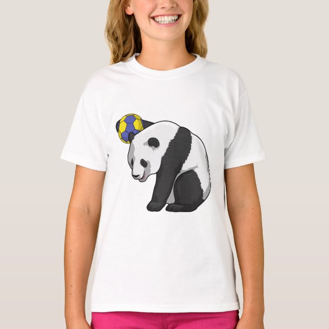 Panda vid Handball Sports T Shirt (Framsida)
