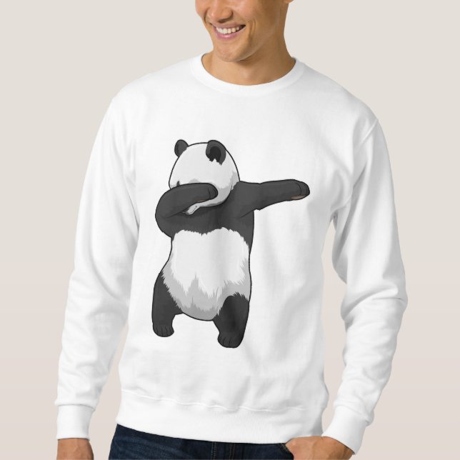 Panda vid Hip hop Dance Dab Lång Ärmad Tröja (Framsida)