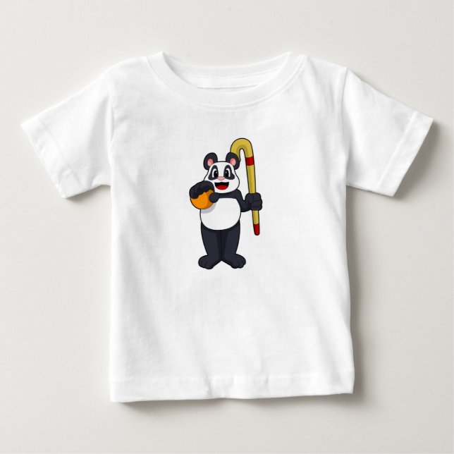 Panda vid Hockey med Hockey fladdermus T Shirt (Framsida)