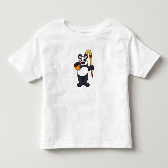 Panda vid Hockey med Hockey fladdermus T Shirt (Framsida)