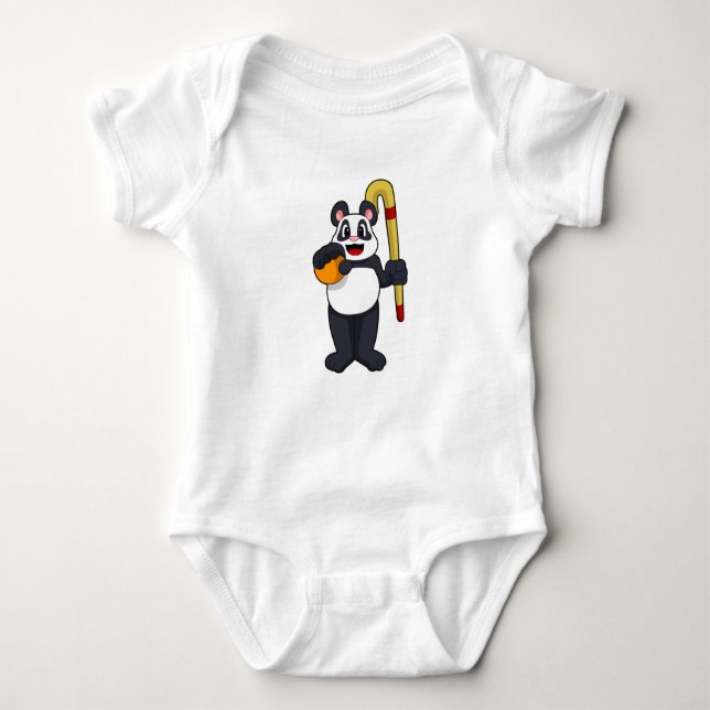 Panda vid Hockey med Hockey fladdermus T Shirt (Framsida)