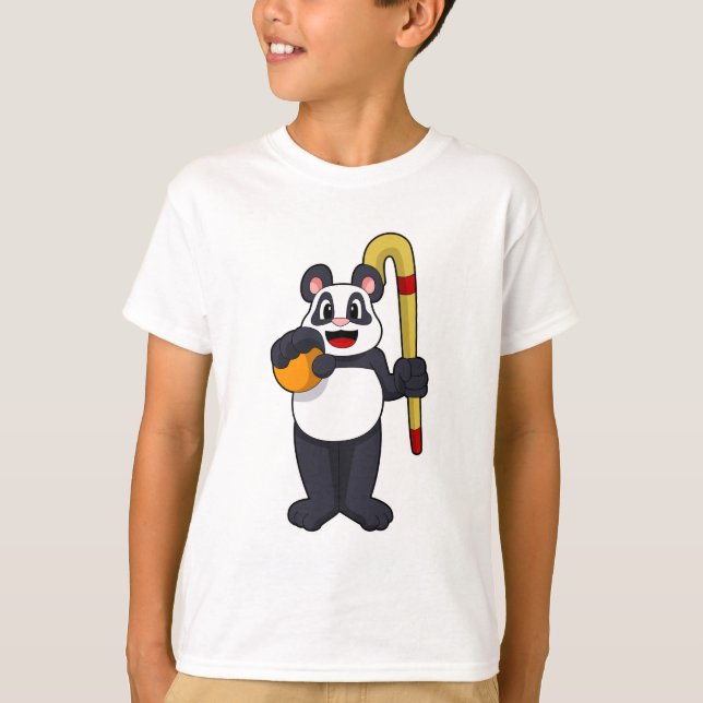 Panda vid Hockey med Hockey fladdermus T Shirt (Framsida)