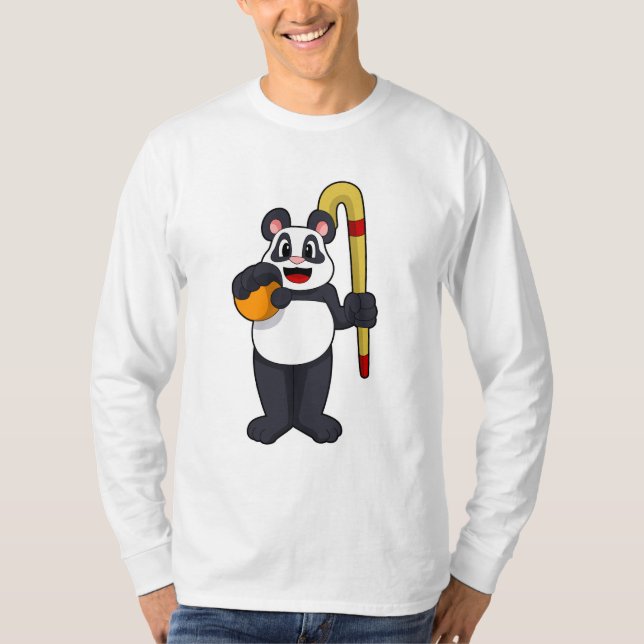 Panda vid Hockey med Hockey fladdermus T Shirt (Framsida)