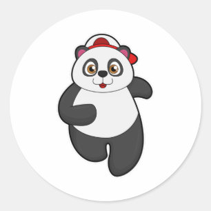 Panda vid körning med kap runt klistermärke