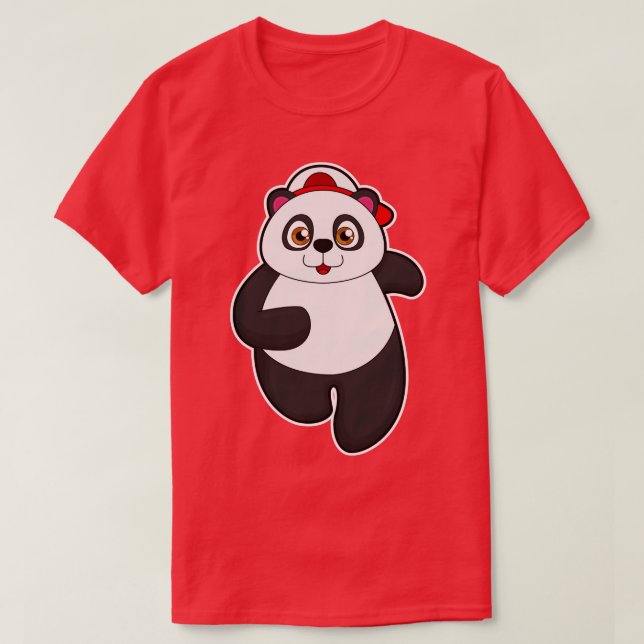Panda vid körning med kap t shirt (Design framsida)